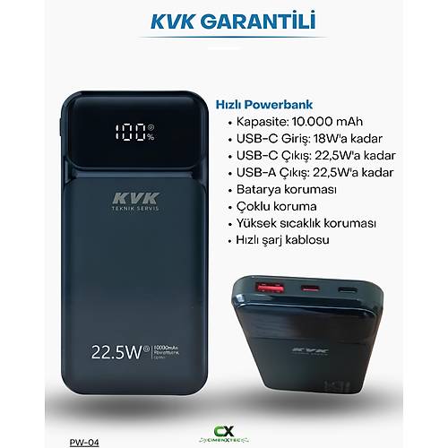 10.000 mAh 22,5W Dijital Ekranl� H�zl� Powerbank � PW-04