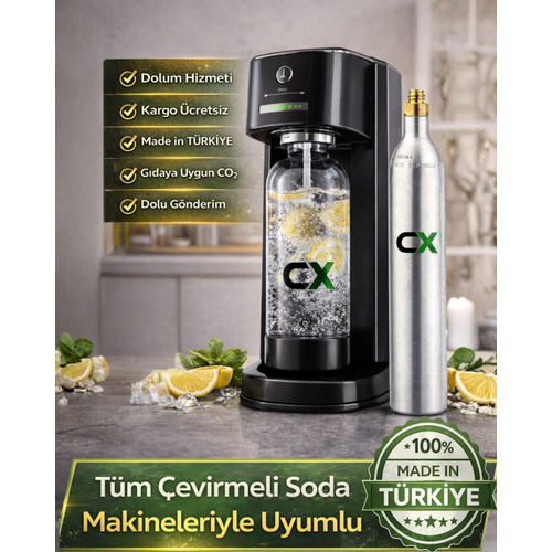 Soda Tupu CO2 Gaz Kartusu 0.6L � Soda Makinesi Gaz Tupu Gida Tipi CO2 (1 Adet)