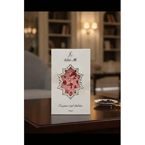 �ilekli �ilek par�ac�kl� bel�ika �ikolatas� tablet 100g e