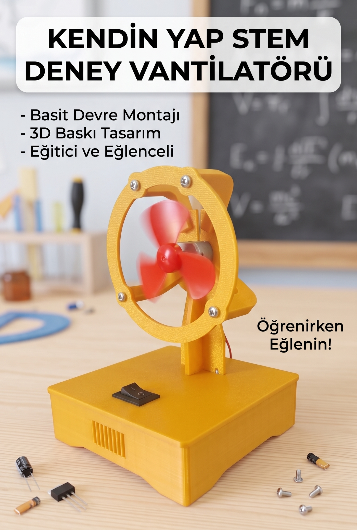 Kendin Yap STEM Deney Vantilatörü - Basit Elektrik Devresi Eğitim Seti