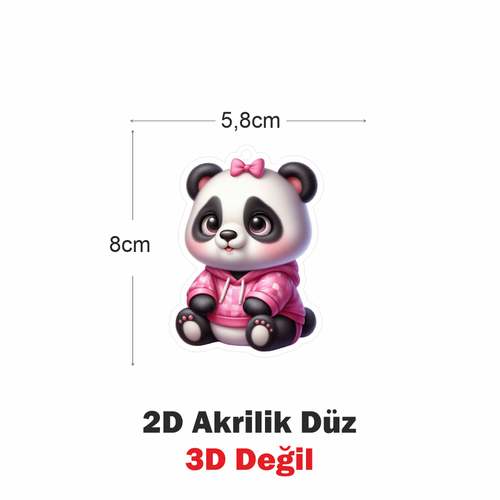 Araba Ayna S�s�, Araba S�s�, �anta Aksesuar� - Tatl� Panda - Pleksi Malzeme, UV Bask�l� - 015