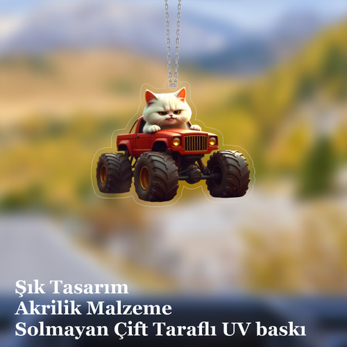 Araba Ayna S�s�, Araba S�s�, �anta Aksesuar� - ��f�r Kedi - Pleksi Malzeme, UV Bask�l� - 023