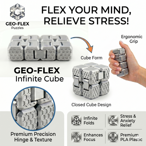 Fidget Cube Stres K�p� - ( Silver ) - 6 Fonksiyonlu Odaklanma ve Zihin Egzersizi