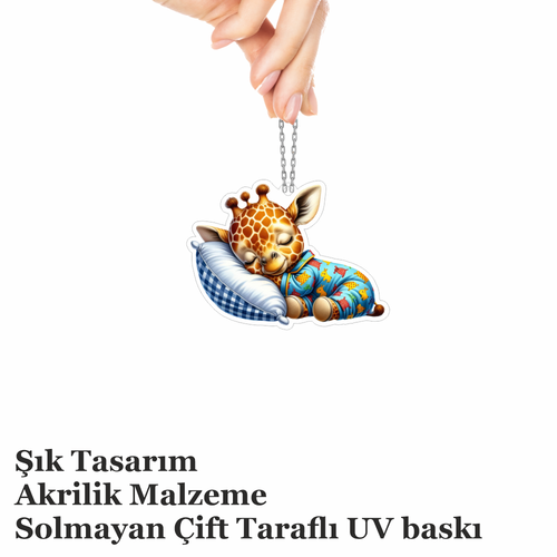 Araba Ayna S�s�, Araba S�s�, �anta Aksesuar� - Bebek Z�rafa - Pleksi Malzeme, UV Bask�l� - 032