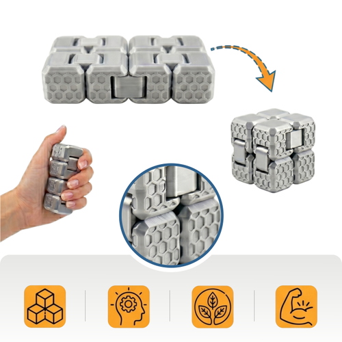 Fidget Cube Stres K�p� - ( Silver ) - 6 Fonksiyonlu Odaklanma ve Zihin Egzersizi
