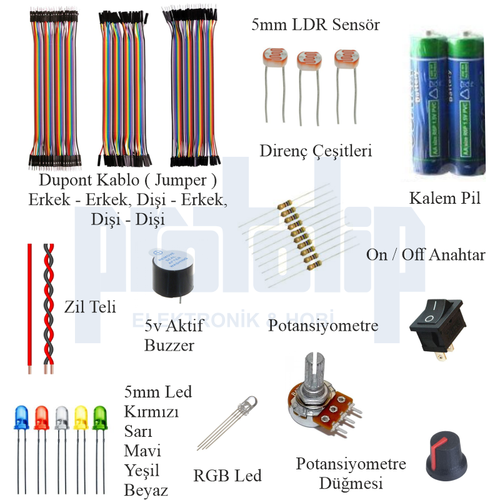 Arduino ile Uyumlu Ba�lang�� Seti UNO R3 ( CH340 ) Okul 42 Par�a 170 Adet