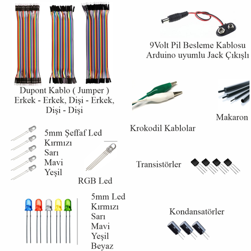 Arduino ile Uyumlu Ba�lang�� Seti UNO R3 Kodlamaya Giri� 80 Par�a 281 Adet