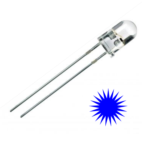 5mm �effaf Mavi Led 5 Adet