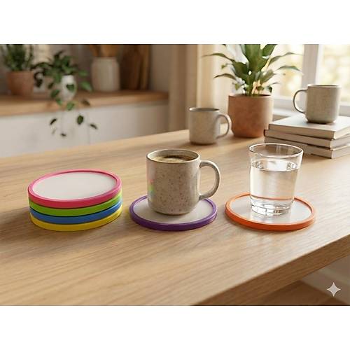 G�kku�a�� Serisi 6'l� Bardak Altl��� - Ofis ve Ev ��in Dekoratif Koruyucu