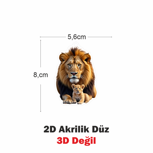 Araba Ayna S�s�, Araba S�s�, �anta Aksesuar� - Aslan - Pleksi Malzeme, UV Bask�l� - 007