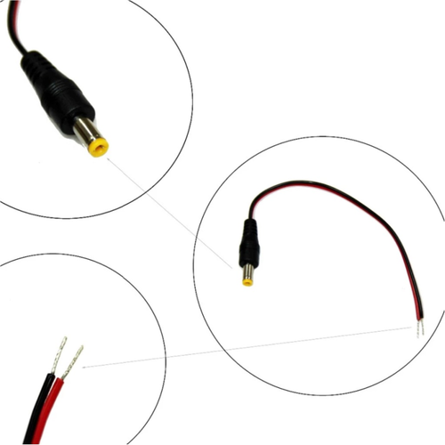 2.1mm Erkek Adapt�r Jack Fi� 20cm Kablolu