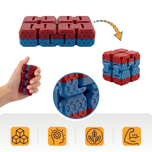 Taraftar Rengini Se� Fidget Cube - ( Bordo - Mavi ) - Dayan�kl� Stres K�p� ve Konsantrasyon Arac�