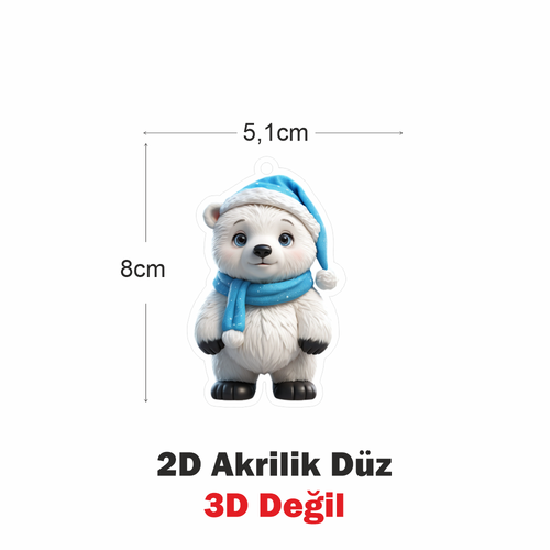 Araba Ayna S�s�, Araba S�s�, �anta Aksesuar� - Sevimli Kutup Ay�s� - Pleksi Malzeme, UV Bask�l� - 014