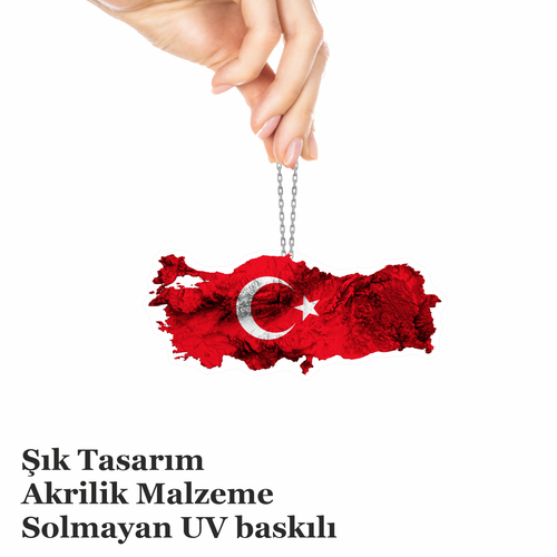 Araba Ayna S�s�, Araba S�s�, �anta Aksesuar� - T�rkiye Haritas� - Pleksi Malzeme, UV Bask�l� - 002