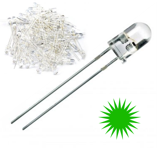 5mm �effaf Ye�il Led 10 Adet