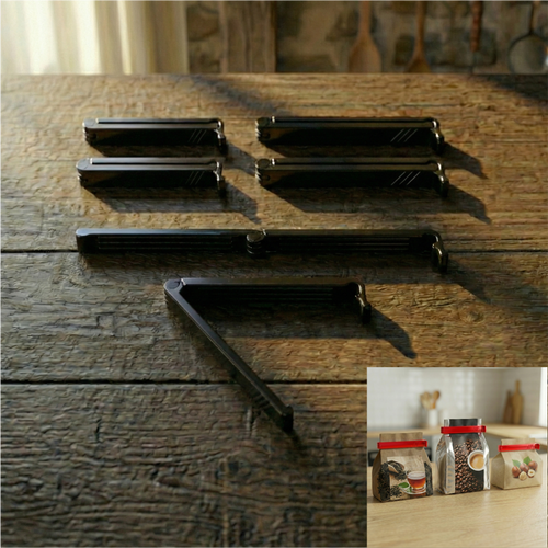 Po�et Kapatma Mandal� - Kilitli G�da Klipsi - Uzun �m�rl� 6 Adet Siyah