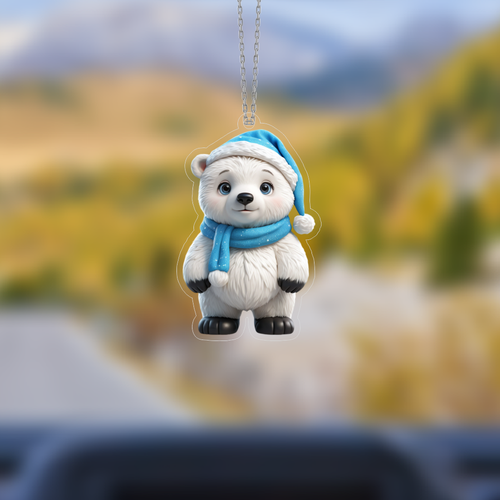 Araba Ayna S�s�, Araba S�s�, �anta Aksesuar� - Sevimli Kutup Ay�s� - Pleksi Malzeme, UV Bask�l� - 014