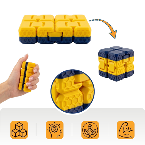Taraftar Rengini Se� Fidget Cube - ( Sar� - Lacivert ) - Dayan�kl� Stres K�p� ve Konsantrasyon Arac�