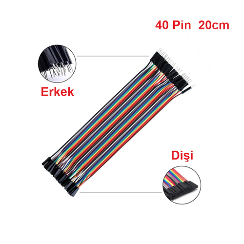 Arduino ile Uyumlu 20cm di�i - erkek dupont - Jumper kablo 40 Pin