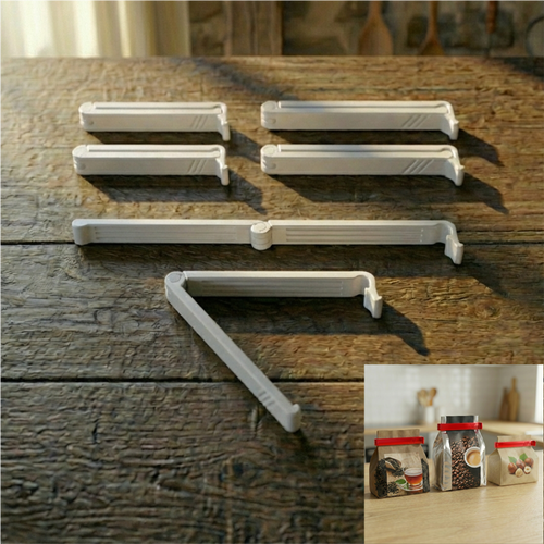 Po�et Kapatma Mandal� - Kilitli G�da Klipsi - Uzun �m�rl� 6 Adet Beyaz