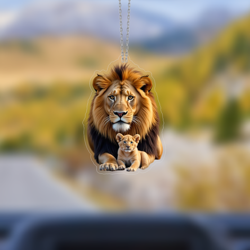 Araba Ayna S�s�, Araba S�s�, �anta Aksesuar� - Aslan - Pleksi Malzeme, UV Bask�l� - 007