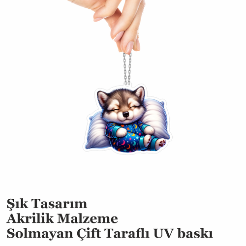 Araba Ayna S�s�, Araba S�s�, �anta Aksesuar� - Bebek Kurt - Pleksi Malzeme, UV Bask�l� - 033