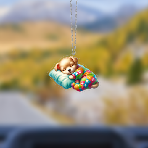 Araba Ayna S�s�, Araba S�s�, �anta Aksesuar� - Bebek K�pek - Pleksi Malzeme, UV Bask�l� - 028