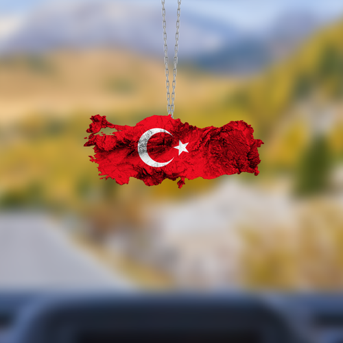 Araba Ayna S�s�, Araba S�s�, �anta Aksesuar� - T�rkiye Haritas� - Pleksi Malzeme, UV Bask�l� - 002