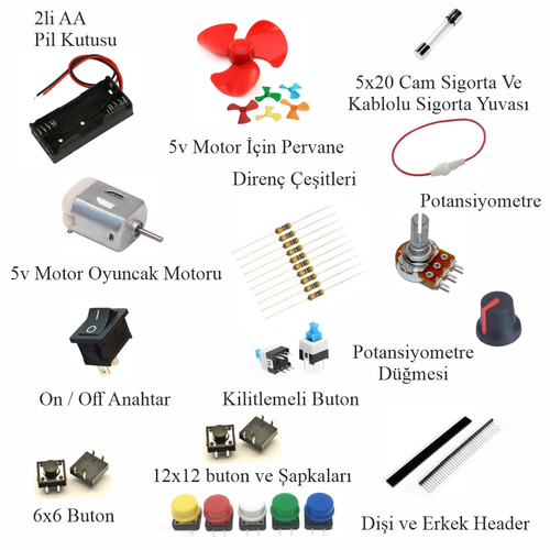 Arduino ile Uyumlu Ba�lang�� seti UNO R3 Turbo Black V3. 112 Par�a 359 Adet