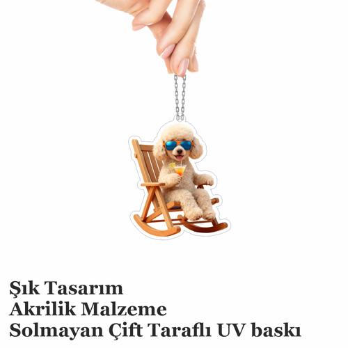 Araba Ayna S�s�, Araba S�s�, �anta Aksesuar� - Keyifli K�pek 2 - Pleksi Malzeme, UV Bask�l� - 038