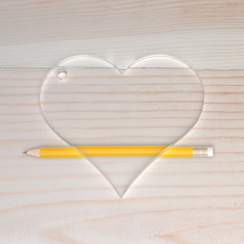 Pleksi Kalp Anahtarl�k Haz�r Bask�s�z �effaf 5x4,5cm - Kal�nl�k 3mm