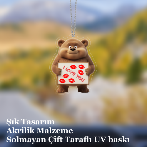 Araba Ayna S�s�, Araba S�s�, �anta Aksesuar� - Seni Seviyorum - Pleksi Malzeme, UV Bask�l� - 020