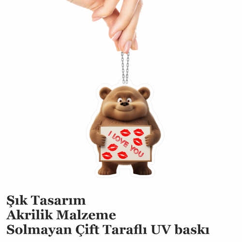 Araba Ayna S�s�, Araba S�s�, �anta Aksesuar� - Seni Seviyorum - Pleksi Malzeme, UV Bask�l� - 020