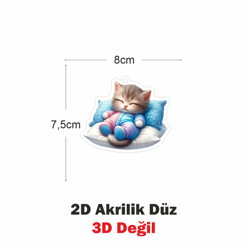 Araba Ayna S�s�, Araba S�s�, �anta Aksesuar� - Bebek Kedi1 - Pleksi Malzeme, UV Bask�l� - 030