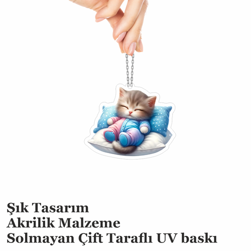 Araba Ayna S�s�, Araba S�s�, �anta Aksesuar� - Bebek Kedi1 - Pleksi Malzeme, UV Bask�l� - 030