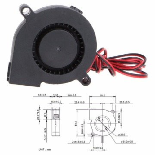 5015 12V DC Salyangoz Fan 3D Printer ve Bilgisayar