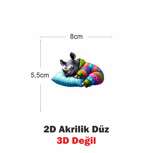 Araba Ayna S�s�, Araba S�s�, �anta Aksesuar� - Bebek Gergedan - Pleksi Malzeme, UV Bask�l� - 034