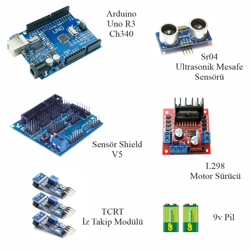 Arduino ile Uyumlu 2WD Follower �izgi �zleyen Araba Full Set