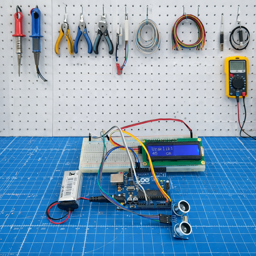 Arduino ile Uyumlu Mesafe �l�me Projesi (Monte Edilmi�, Kurulu, Haz�r Proje)