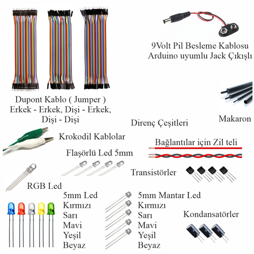 Arduino ile Uyumlu Ba�lang�� Seti UNO R3 B�y�k F�rsat 93 Par�a 312 Adet
