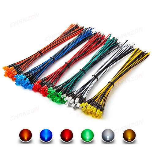 12V 5mm Diff�z Led 20 Cm Led Renklerine G�re Kablo Rengi