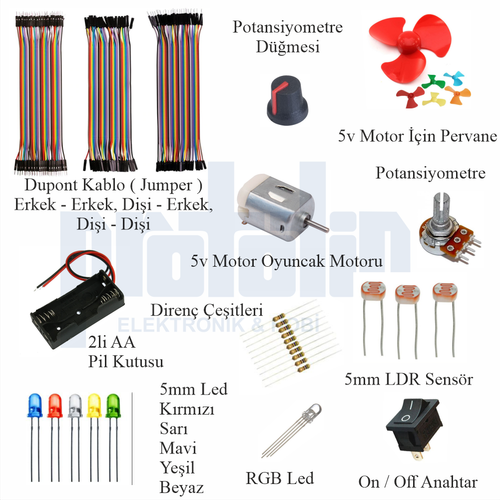 Arduino ile Uyumlu Ba�lang�� Seti UNO R3 ( CH340 ) G�R�� 38 Par�a 137 Adet