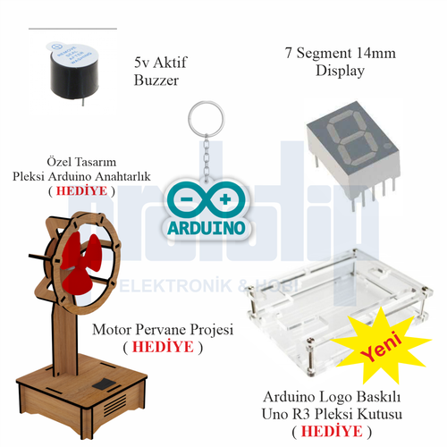 Arduino ile Uyumlu Ba�lang�� Seti UNO R3 ( CH340 ) G�R�� 38 Par�a 137 Adet