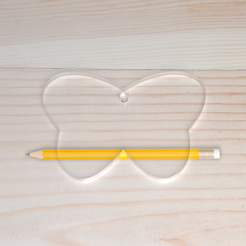 Pleksi Kelebek Anahtarl�k Haz�r Bask�s�z �effaf 6x4cm - Kal�nl�k 3mm