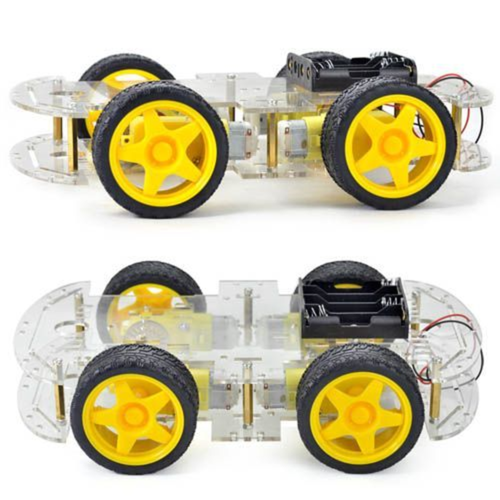 4WD Robot Araba Platformu - �ift Katl� Pleksi �ase Kiti (H�z �l�er Diskli)
