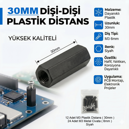 30mm Di�i-Di�i Plastik Distans (12 Tak�m M3 Plastik)
