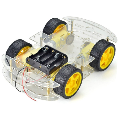 4WD Robot Araba Platformu - �ift Katl� Pleksi �ase Kiti (H�z �l�er Diskli)