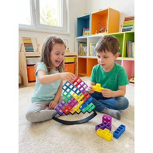 Renkli Tetris Bloklar� Denge Oyunu - Zeka ve Strateji Seti