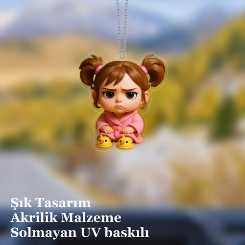 Araba Ayna S�s�, Araba S�s�, �anta Aksesuar� - Sempatik K�z - Pleksi Malzeme, UV Bask�l� - 004