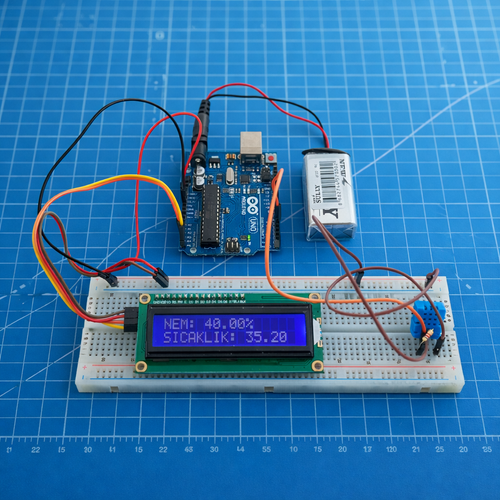 Arduino ile Uyumlu S�cakl�k ve Nem �l�me Projesi Projesi (Monte Edilmi�, Kurulu, Haz�r Proje)